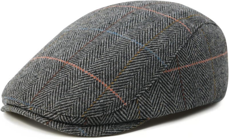FEINION Men Wool Blend Flat Cap Tweed Newsboy Ivy Hat - Image 1
